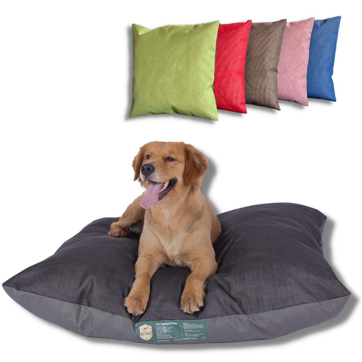 GenMax MaxBed Pillow Dog Bed, 105cm x 105cm, schwarz/grau