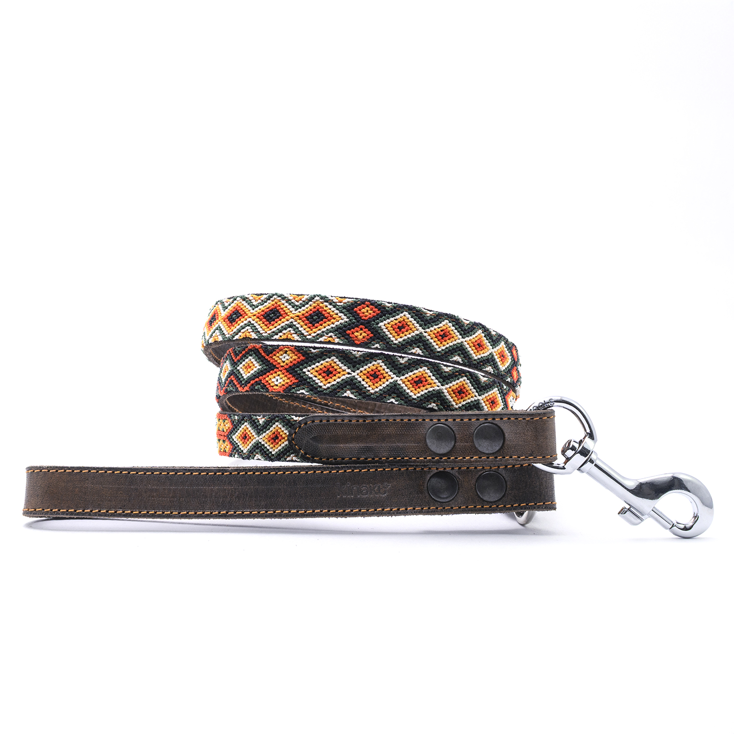 Kinaku Hundeleine Bacalar, Braun-Orange-Oliv