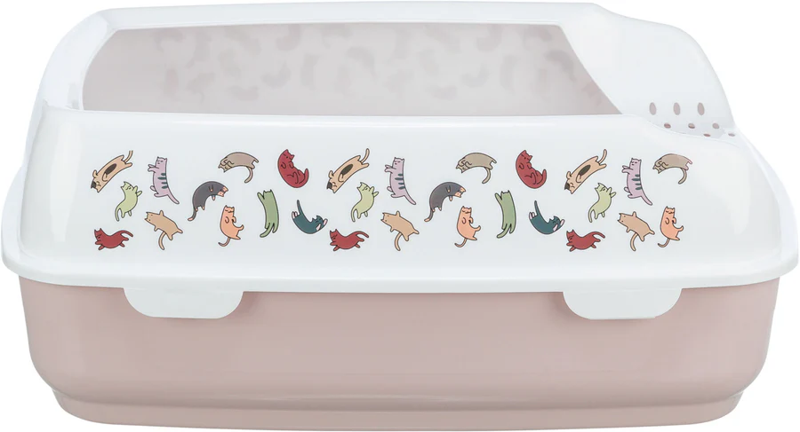 Katzentoilette Delio, mit Rand, bedruckt, flieder/weiss, 38x20x50cm