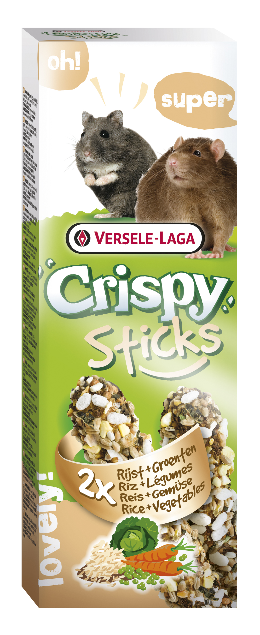 Versele-Laga Hamster & Ratten Crispy Sticks, Reis & Gemüse 110g