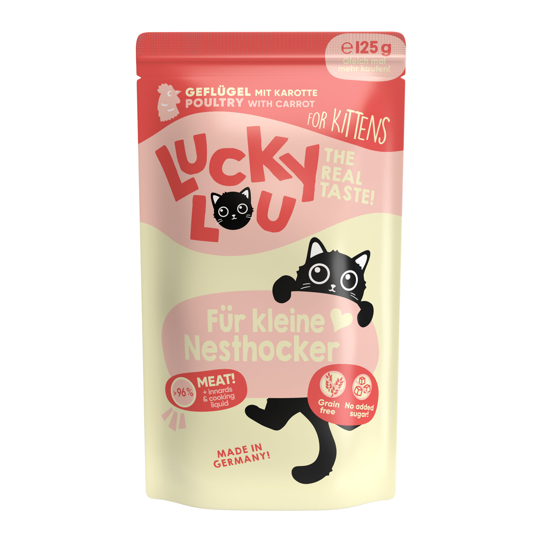 Lucky Lou Nassfutter Kitten Geflügel mit Karotten 125g