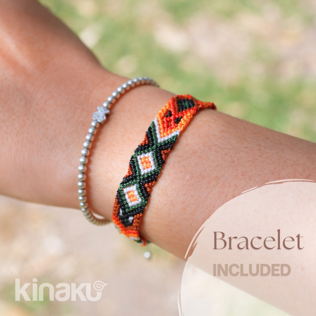 Kinakú Hundehalsband Bacalar XS, Braun-Orange-Oliv, 20g, 28x1.1cm