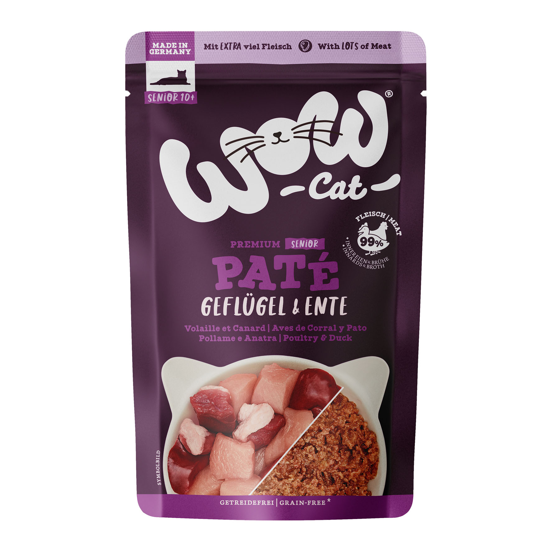 WOW Cat Premium Paté Senior Geflügel & Ente 125g