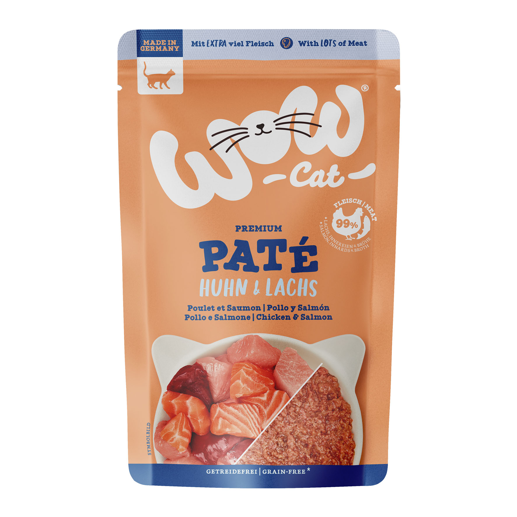 WOW Cat Premium Paté Adult Huhn & Lachs 125g