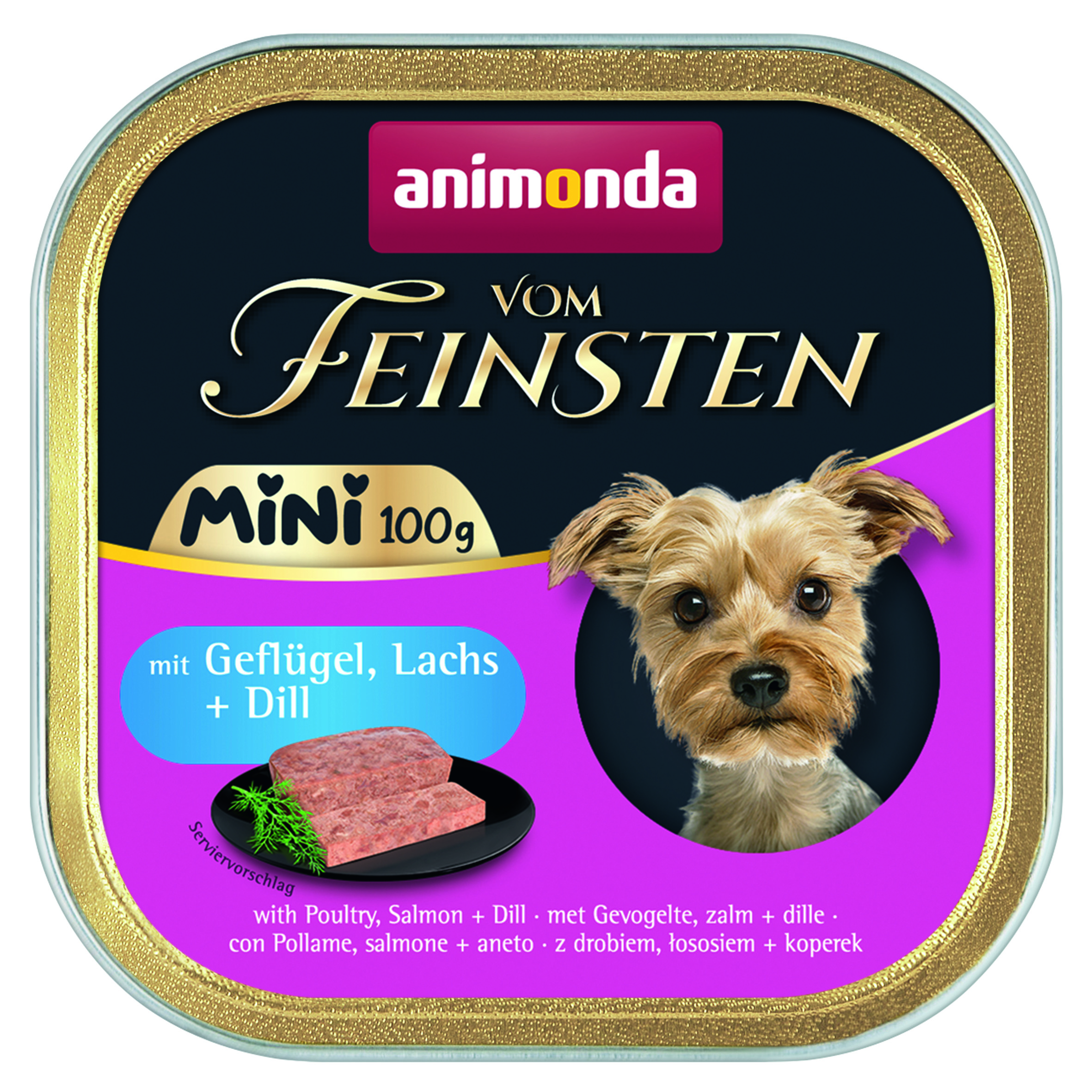 Animonda Hund vom Feinsten Mini Geflügel, Lachs + Dill 100g