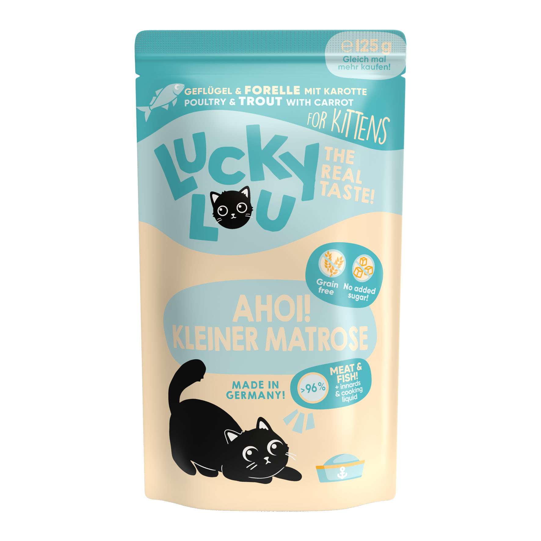 Lucky Lou Nassfutter Kitten Geflügel & Forelle mit Karotten 125g