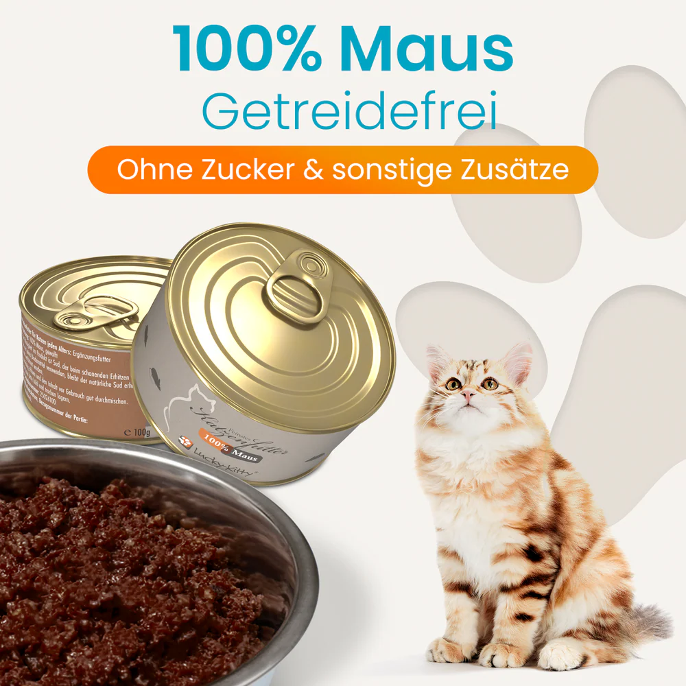 Lucky-Kitty Cat, Nassfutter, Premium Dose, 100% Maus Pur 100g