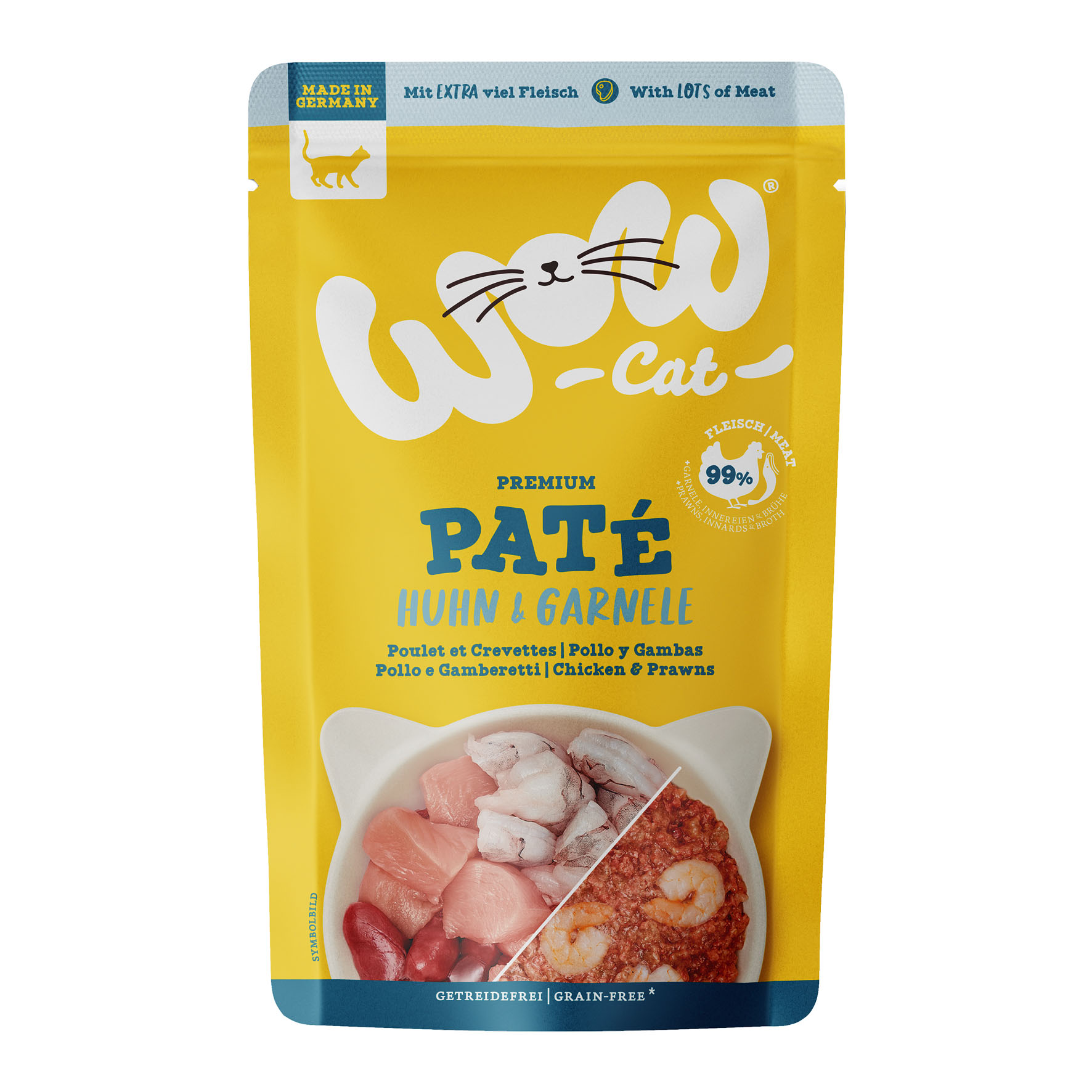 WOW Cat Premium Paté Adult Huhn & Garnelen 125g