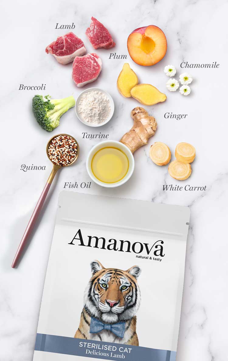 Amanova Katze, Trockenfutter Low Grain, Sterilised Lamm, 1.5kg