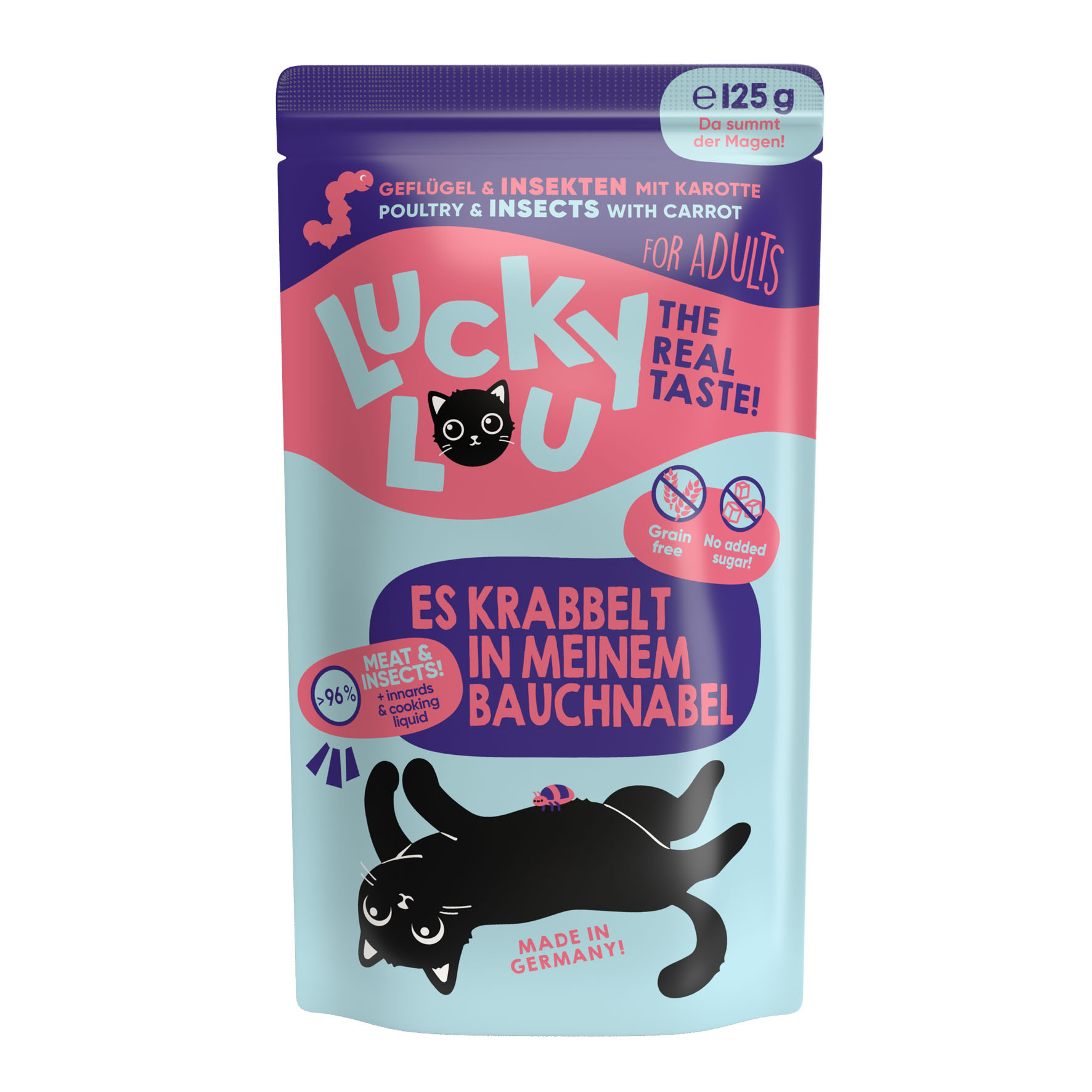 Lucky Lou Nassfutter Adult Geflügel & Insekten mit Karotten 125g