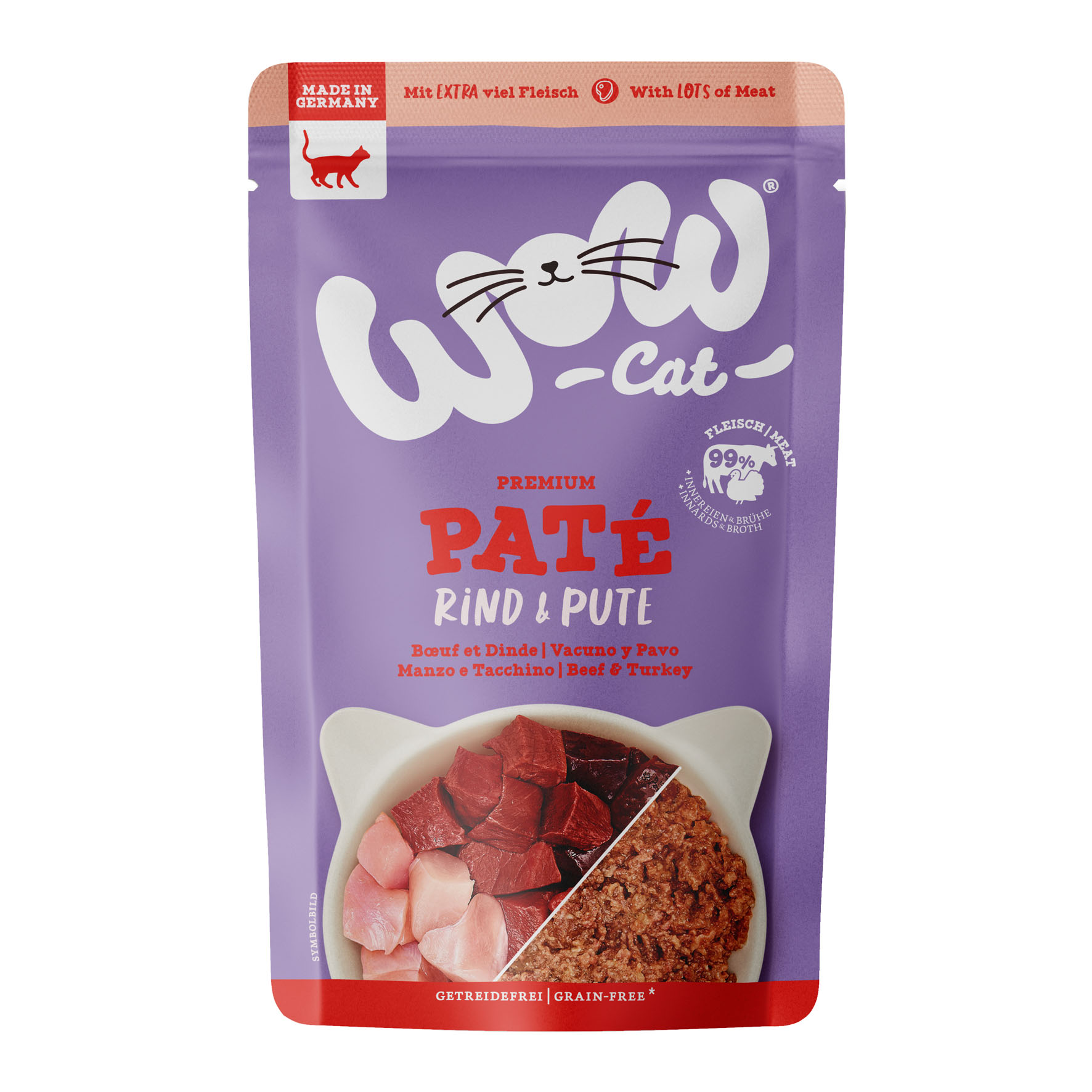 WOW Cat Premium Paté Adult Rind & Pute 125g