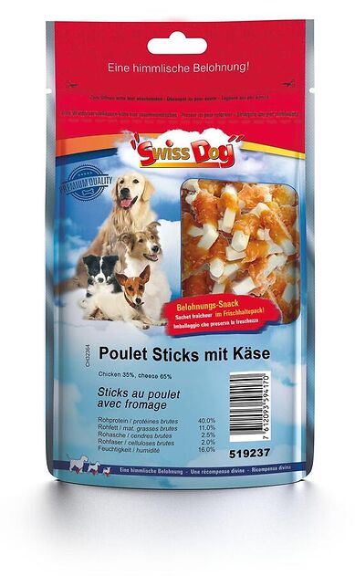 SwissDog Poulet Sticks mit Käse 100g