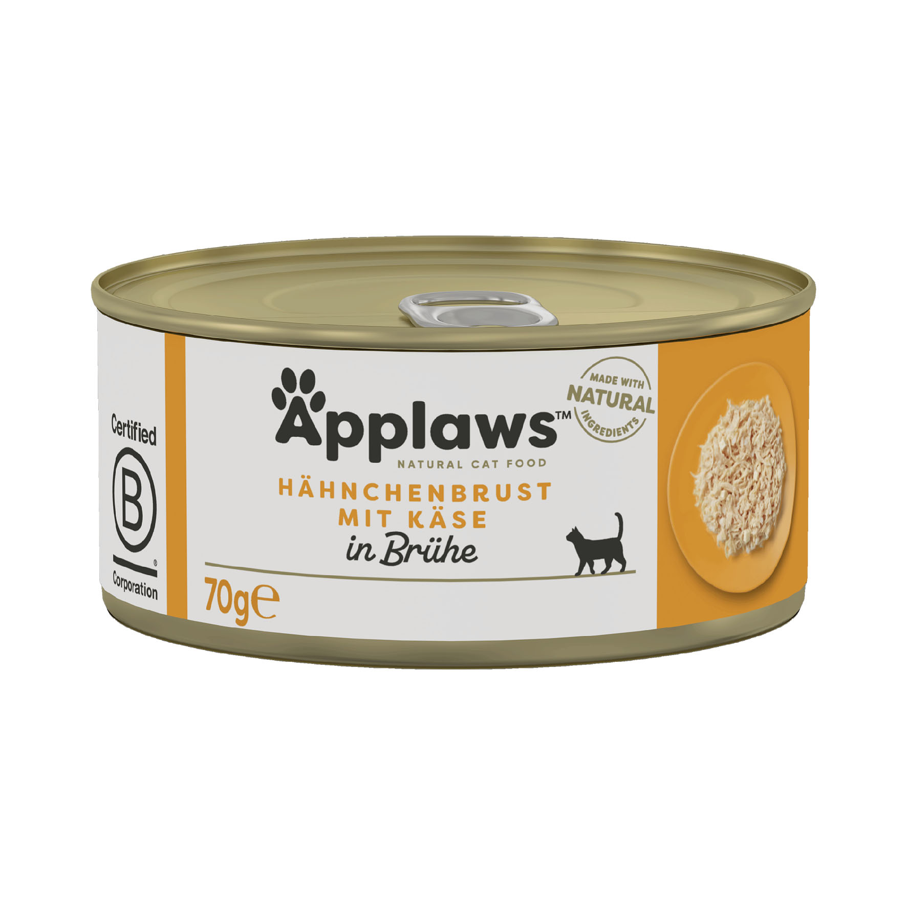 Applaws Katze Nassfutter in Brühe, Tin, Hähnchenbrust & Käse 70g