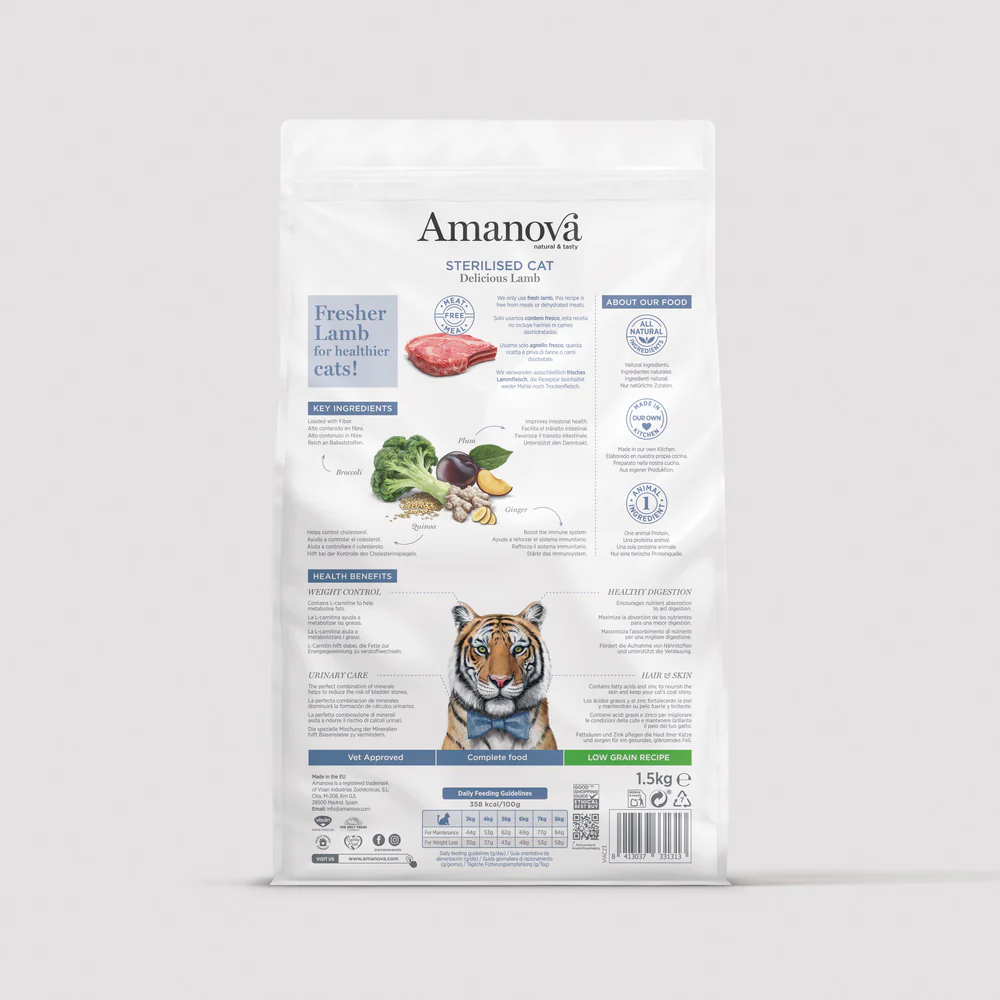 Amanova Katze, Trockenfutter Low Grain, Sterilised Lamm, 1.5kg