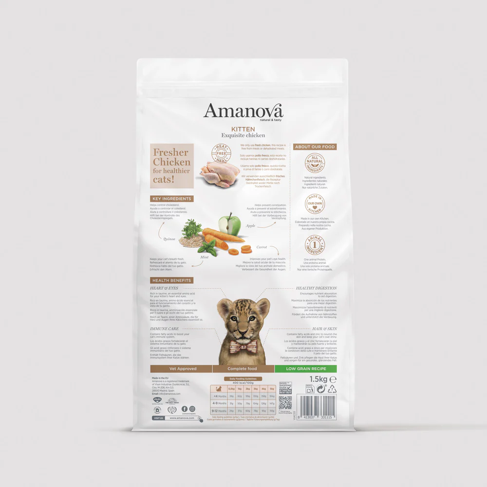 Amanova Katze, Trockenfutter Low Grain, Kitten Huhn, 300g