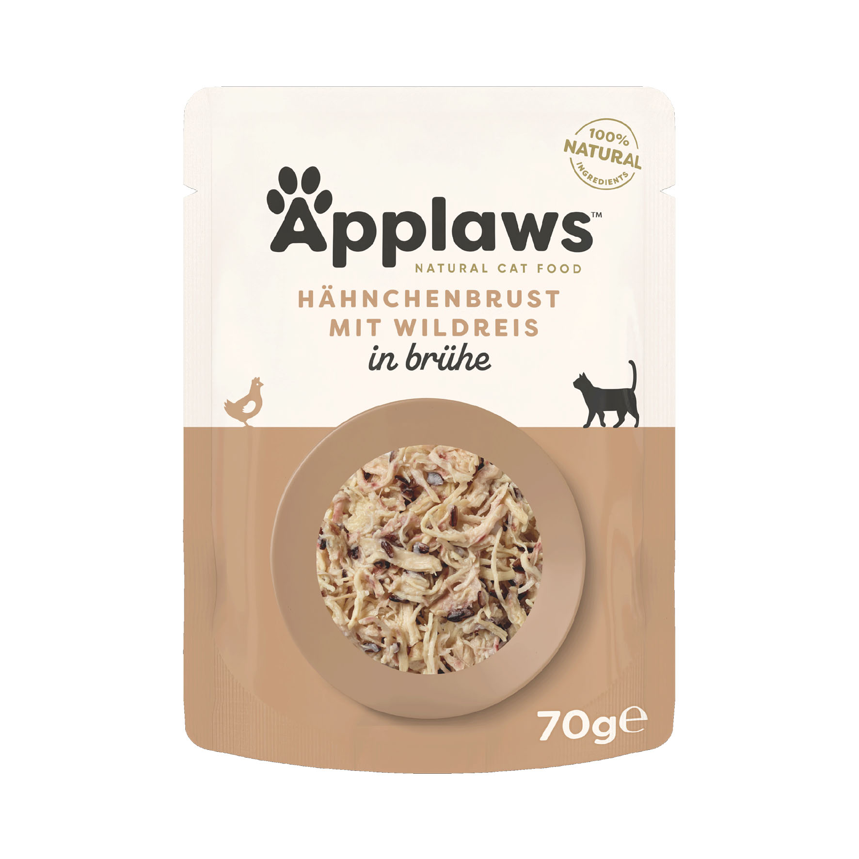 Applaws Katze Nassfutter in Brühe, Pouch, Hähnchenbrust & Wildreis 70g