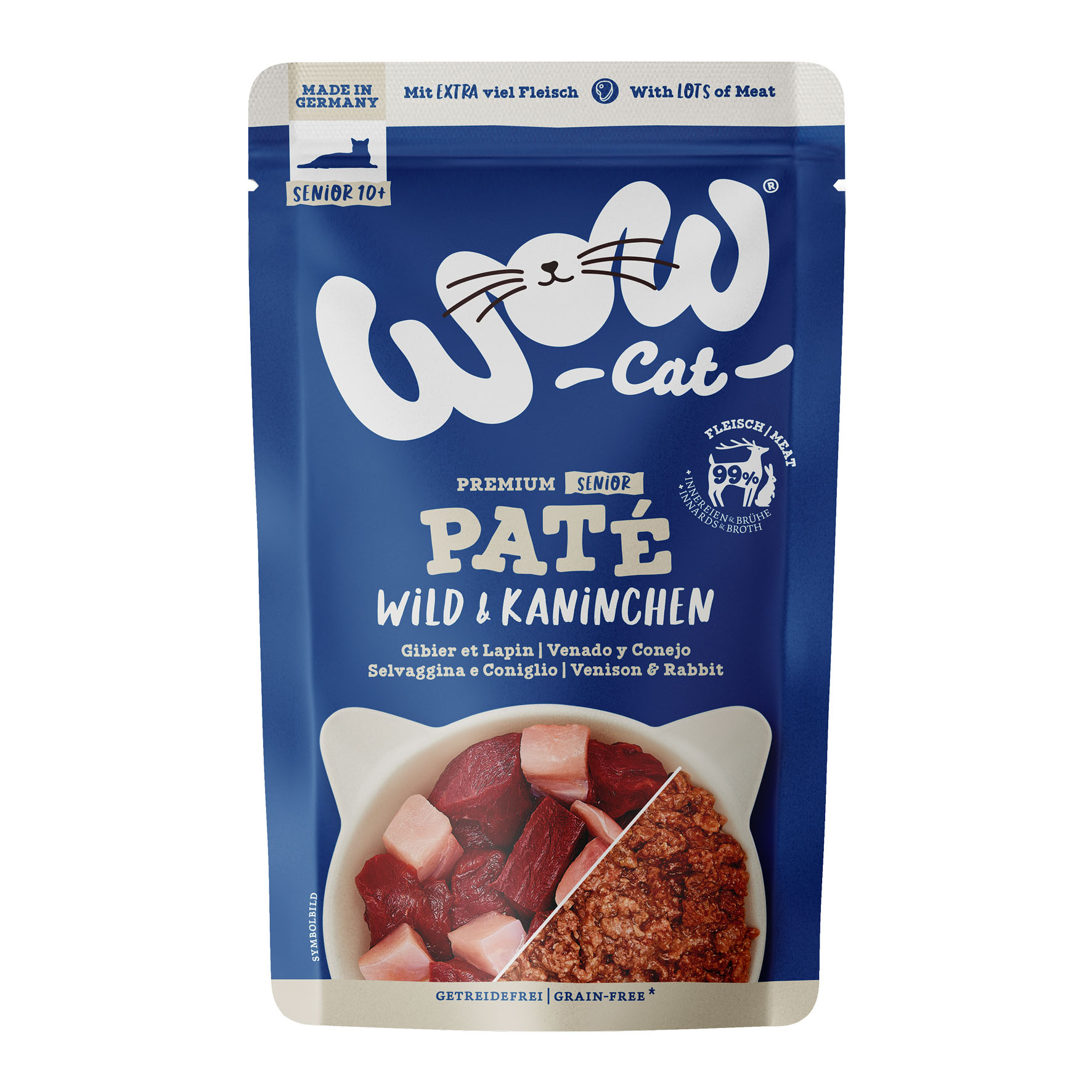 WOW Cat Premium Paté Senior Wild & Kaninchen 125g