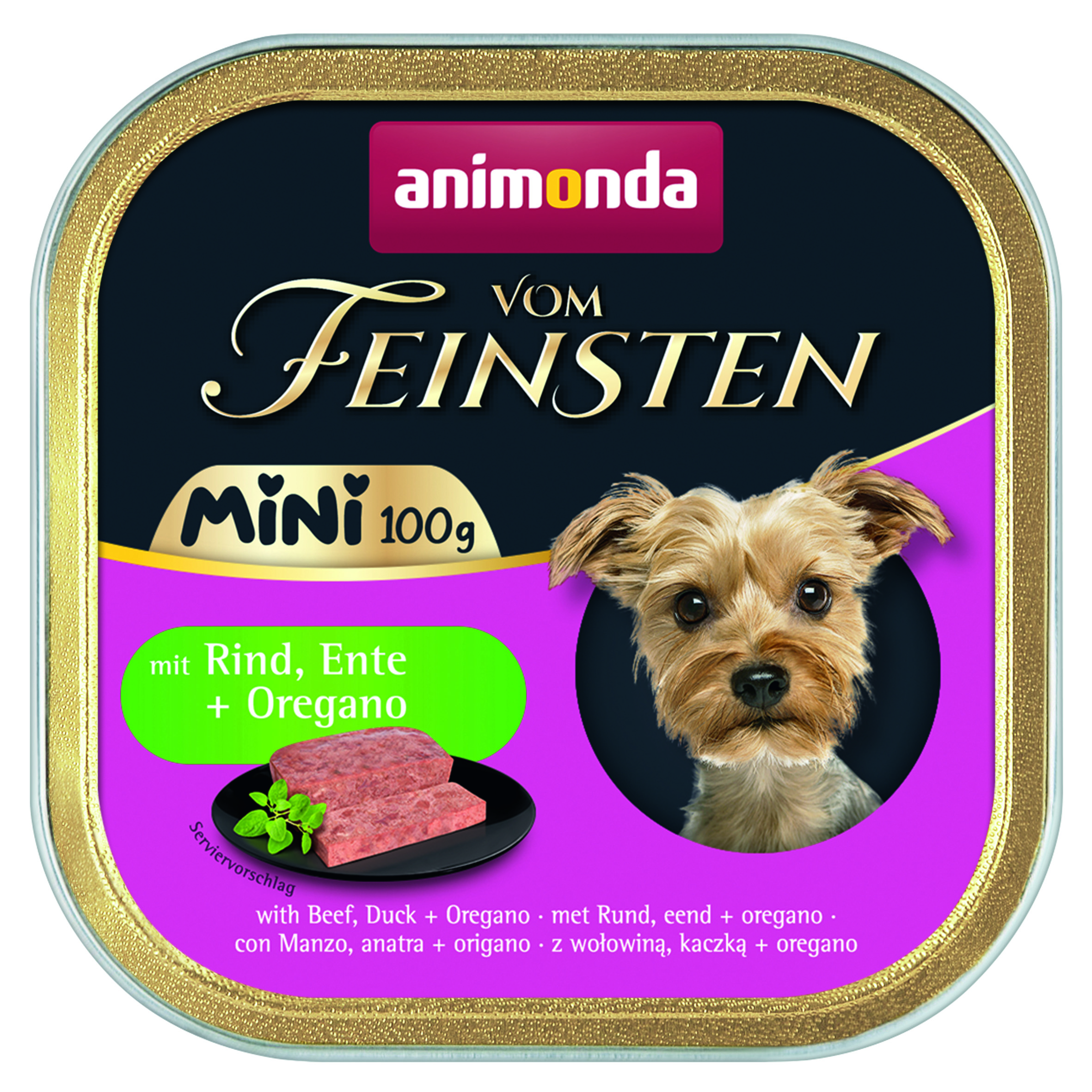 Animonda Hund vom Feinsten Mini Rind, Ente + Oregano 100g