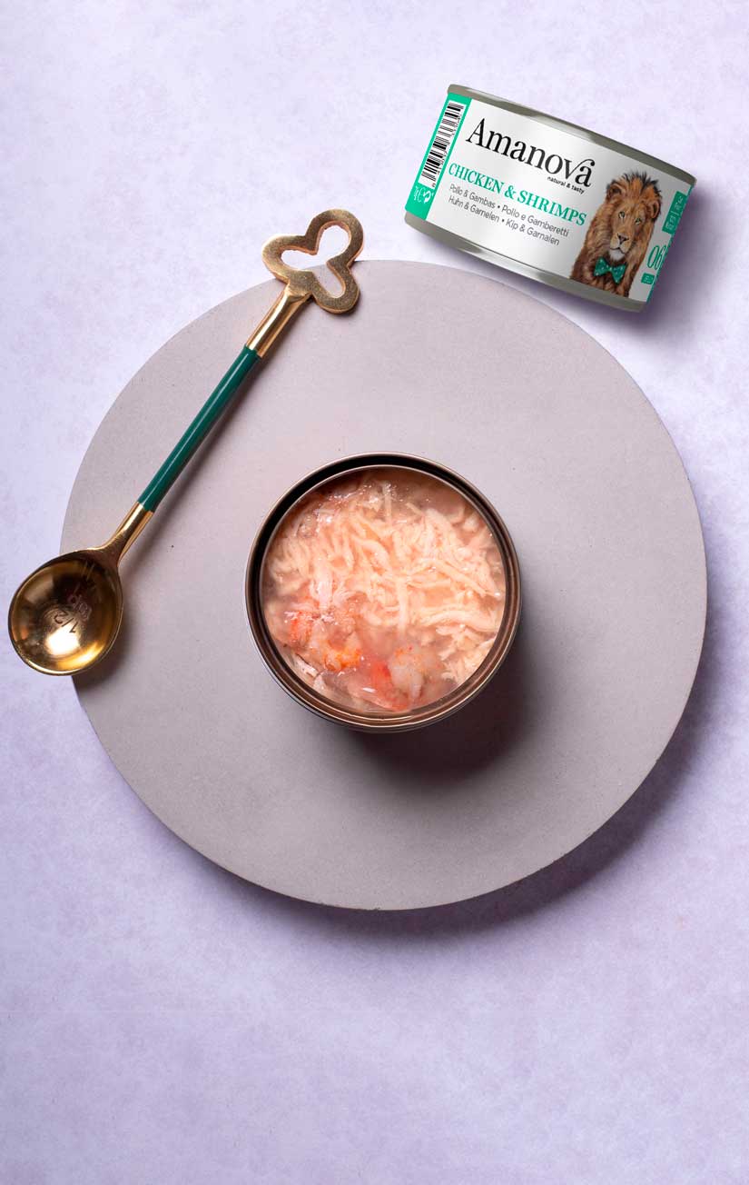 Amanova Katze, Nassfutter Dose, Adult, Huhn + Shrimps, 70g