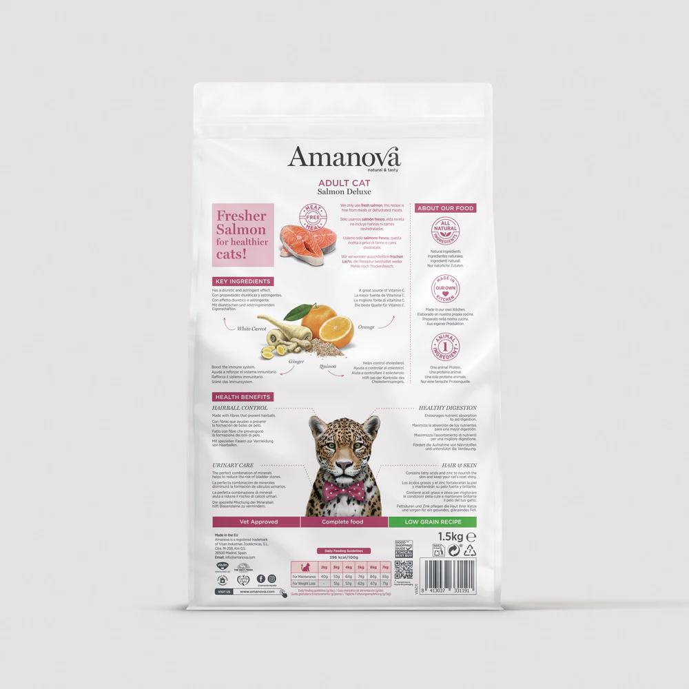 Amanova Katze, Trockenfutter Low Grain, Adult Lachs, 1.5kg