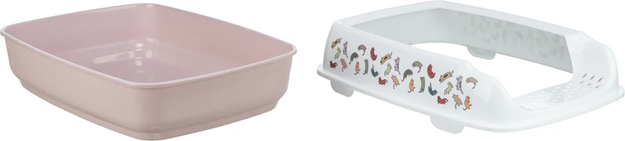 Katzentoilette Delio, mit Rand, bedruckt, flieder/weiss, 38x20x50cm