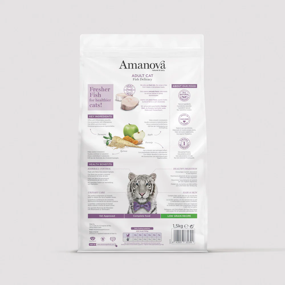 Amanova Katze, Trockenfutter Low Grain, Adult Fisch, 1.5kg