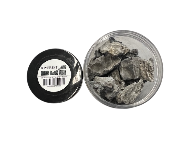 Riverest Aquascaping Rock Details Seiryu Stone grey, Steinstücke in der Dose 500ml