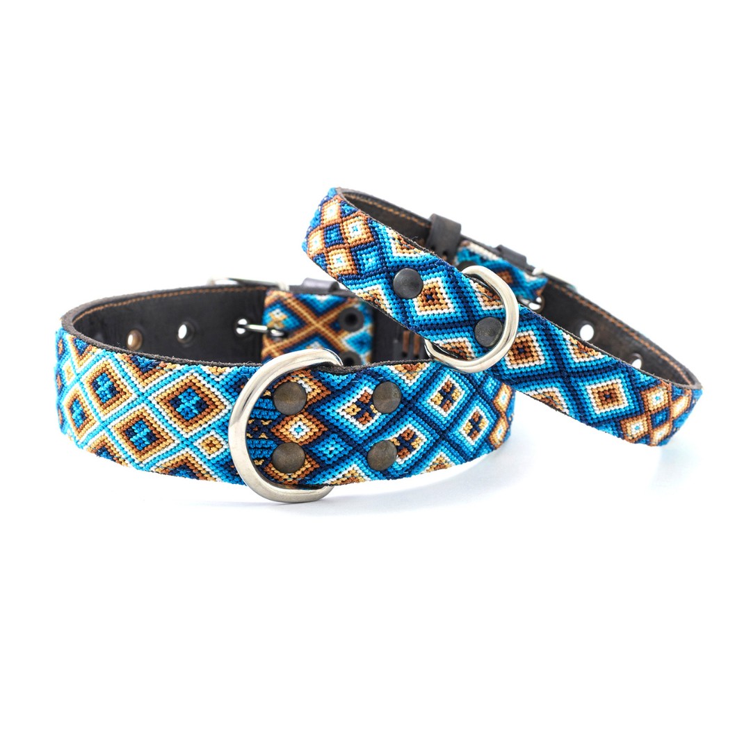 Kinakú Hundehalsband Nayarit, Blau-Ciel-Beige