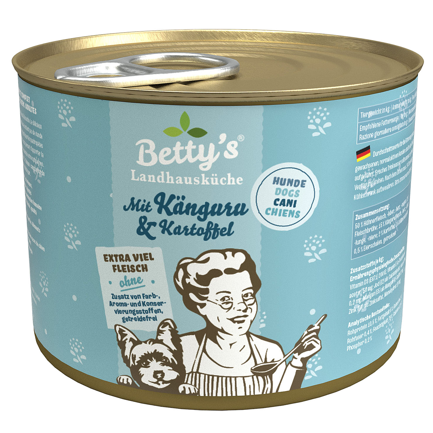 Betty’s Landhausküche Nassfutter für Hunde, Känguru & Kartoffel