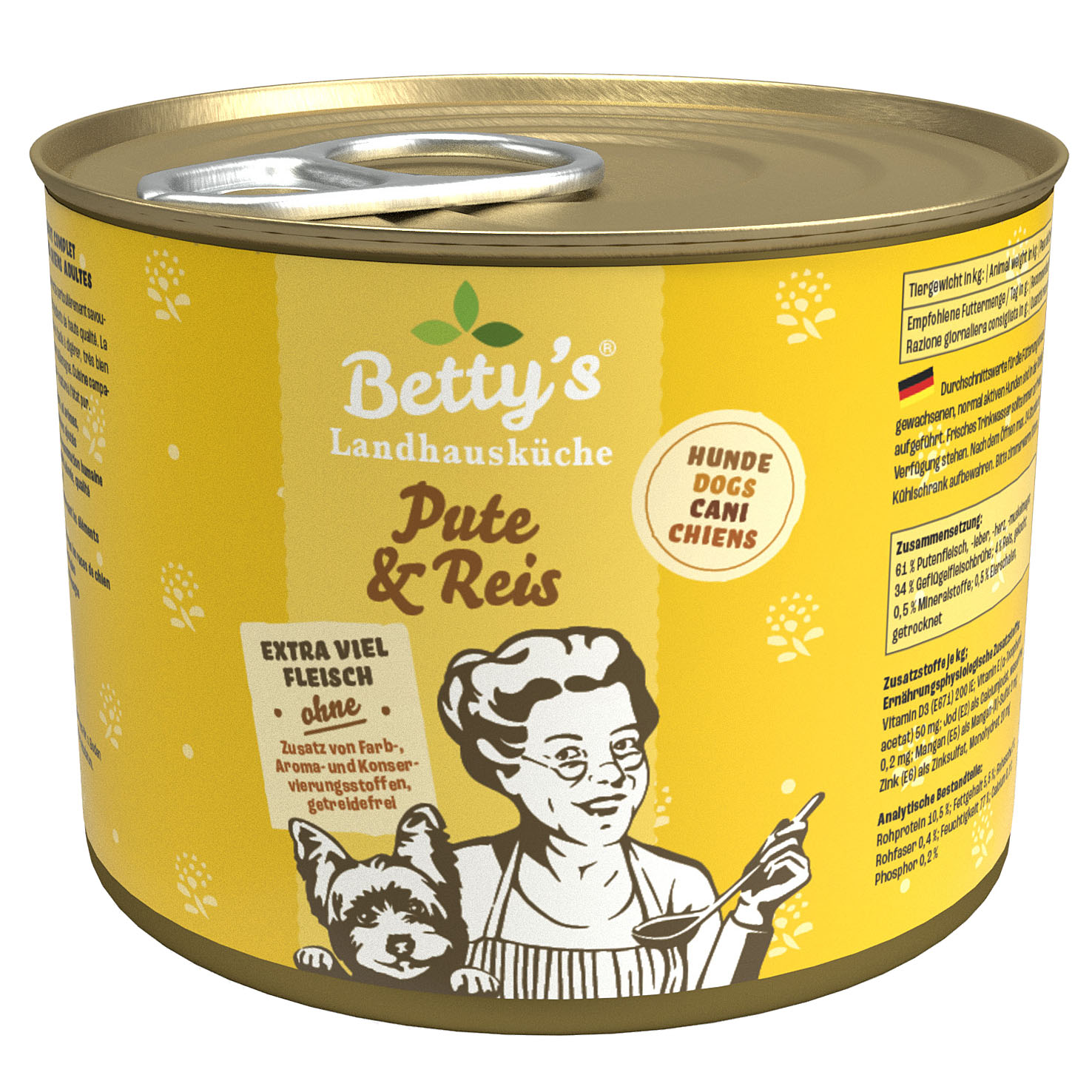 Betty’s Landhausküche Nassfutter für Hunde, Pute & Reis