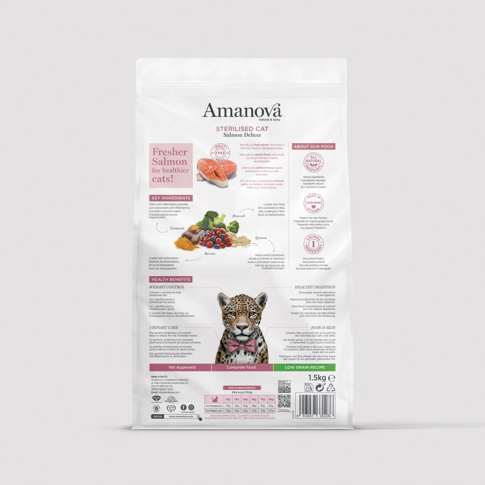 Amanova Katze, Trockenfutter Low Grain, Sterilised Lachs, 1.5kg