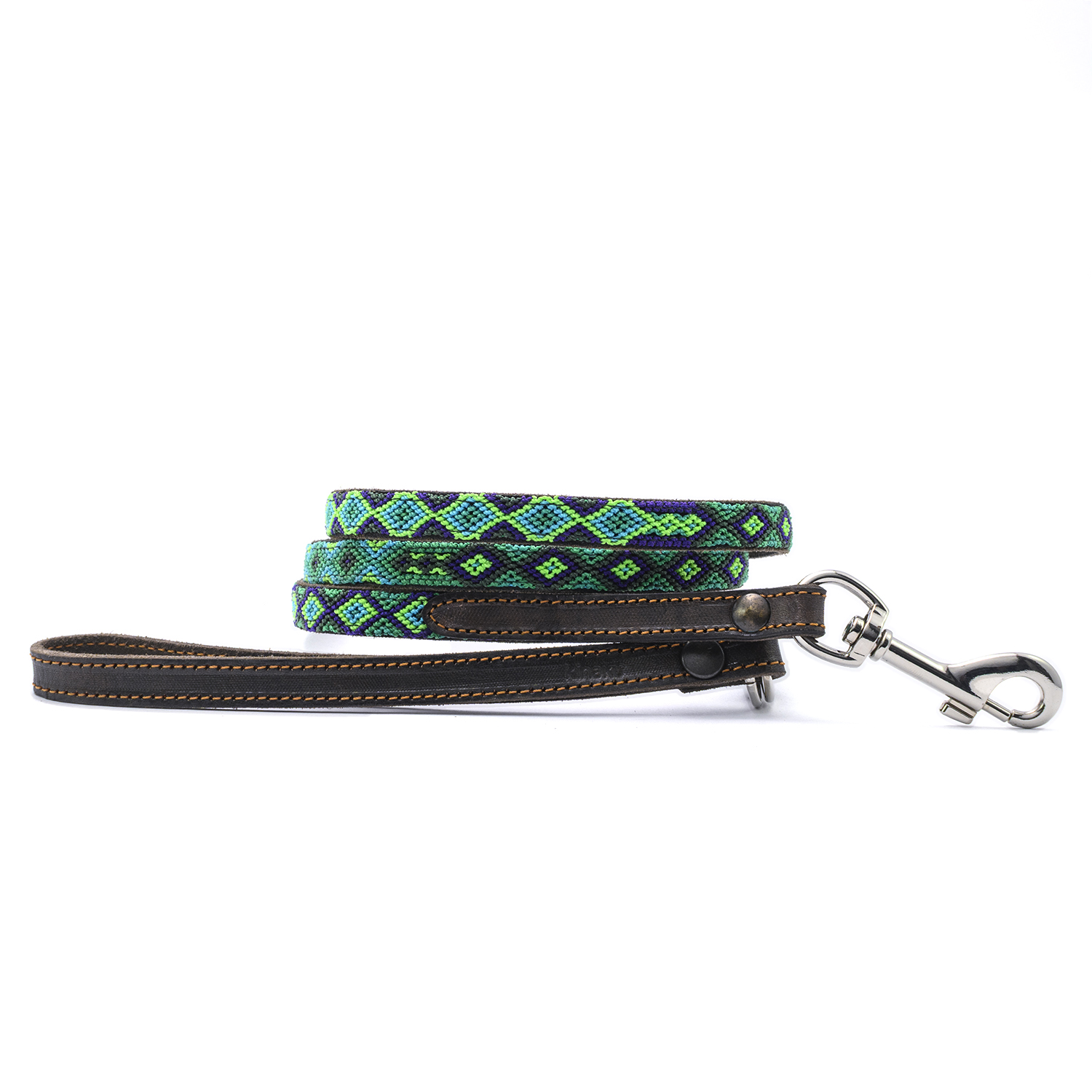 Kinakú Hundeleine Becan XS, Grün-Oliv-Hellblau, 50g, 130x1.1cm