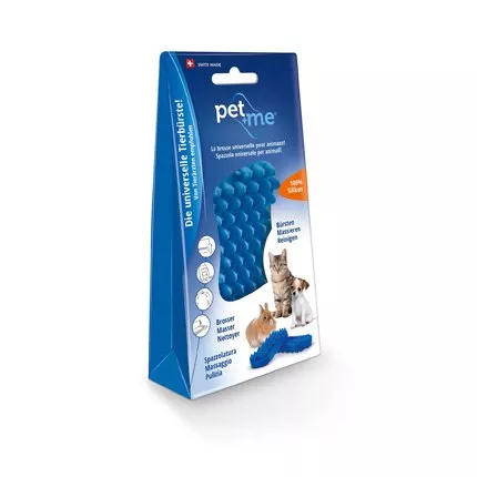 Pet + me Pflegebürste blau Kurzhaar Katzen und kleine Hunde