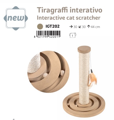 IMAC Interaktiver Kratzbaum, Beige, 30x30x42cm