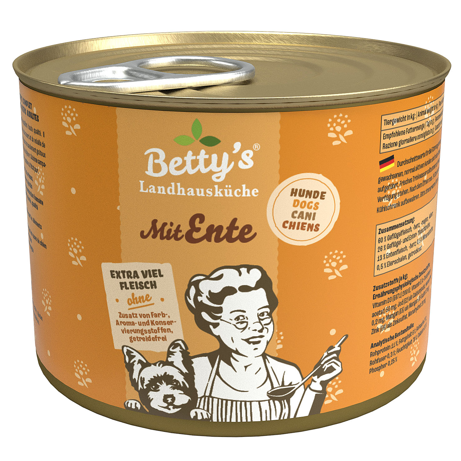 Betty’s Landhausküche Nassfutter für Hunde, Ente