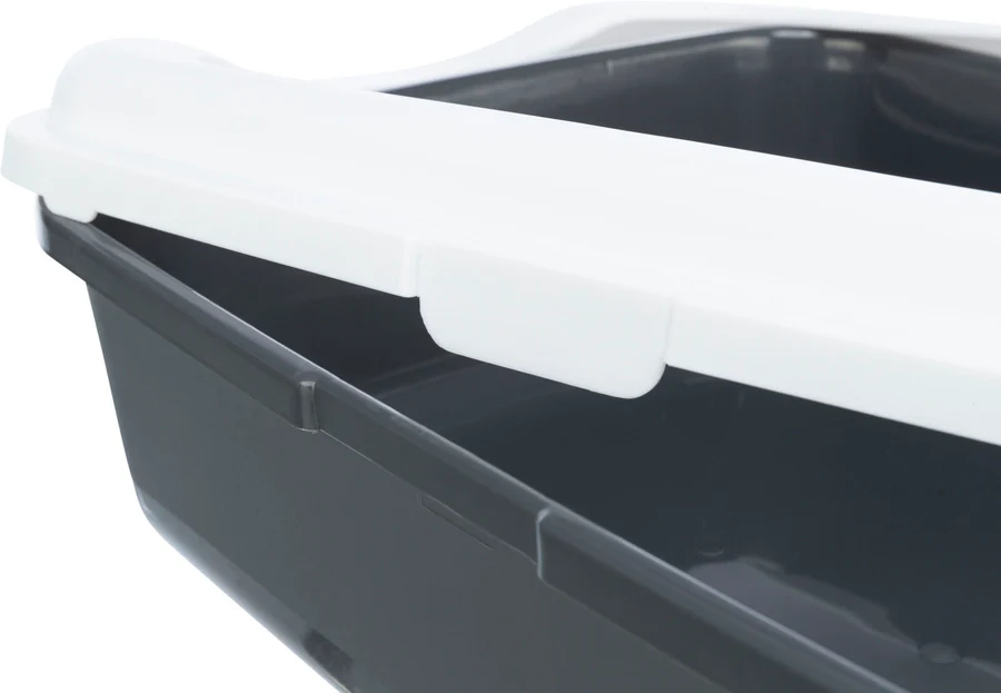 Katzentoilette Classic, mit Rand, recycelt, 37x15xx48cm, dunkelgrau/weiss