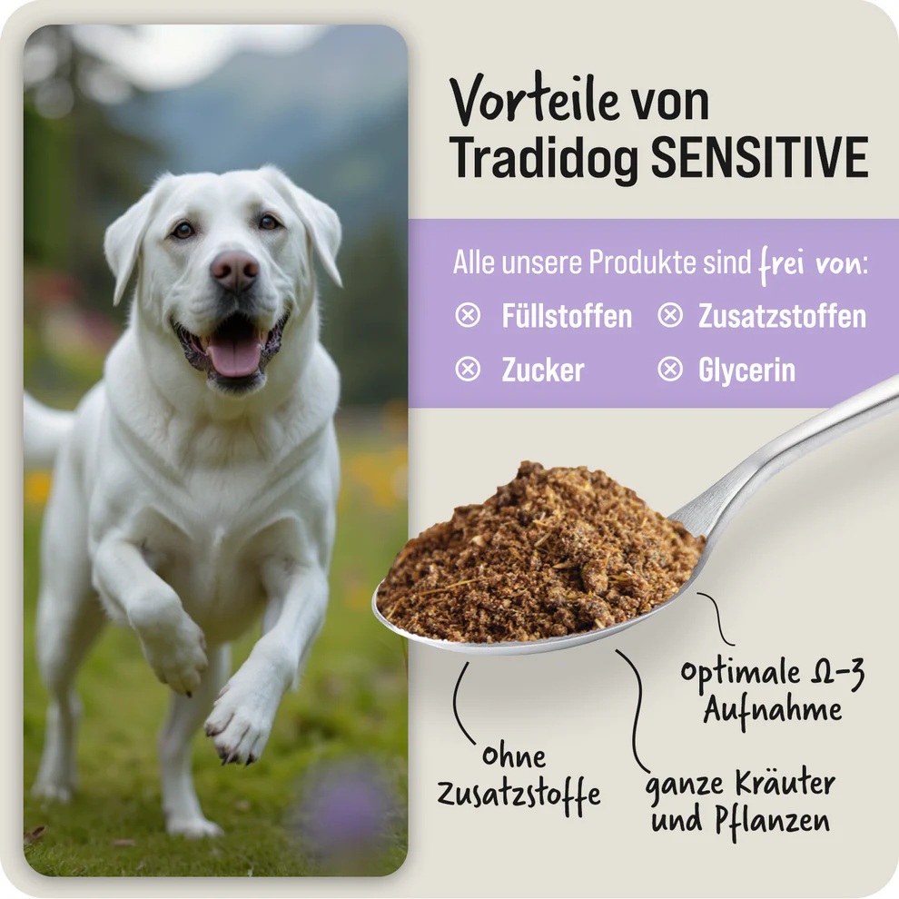 Tradidog Sensitive Box, Nahrungsergänzung für Hunde 2x350g
