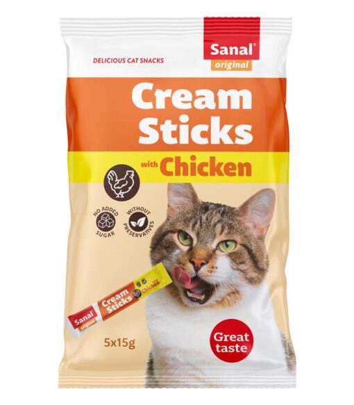 Sanal Cat Cream Sticks mit Chicken, 5x15g