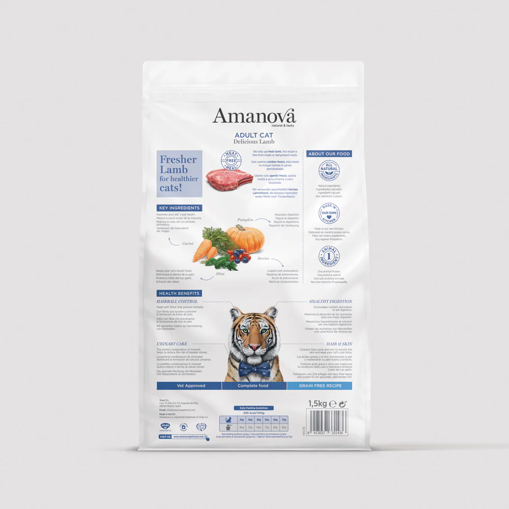 Amanova Katze, Trockenfutter Grain Free, Adult Lamm, 1.5kg