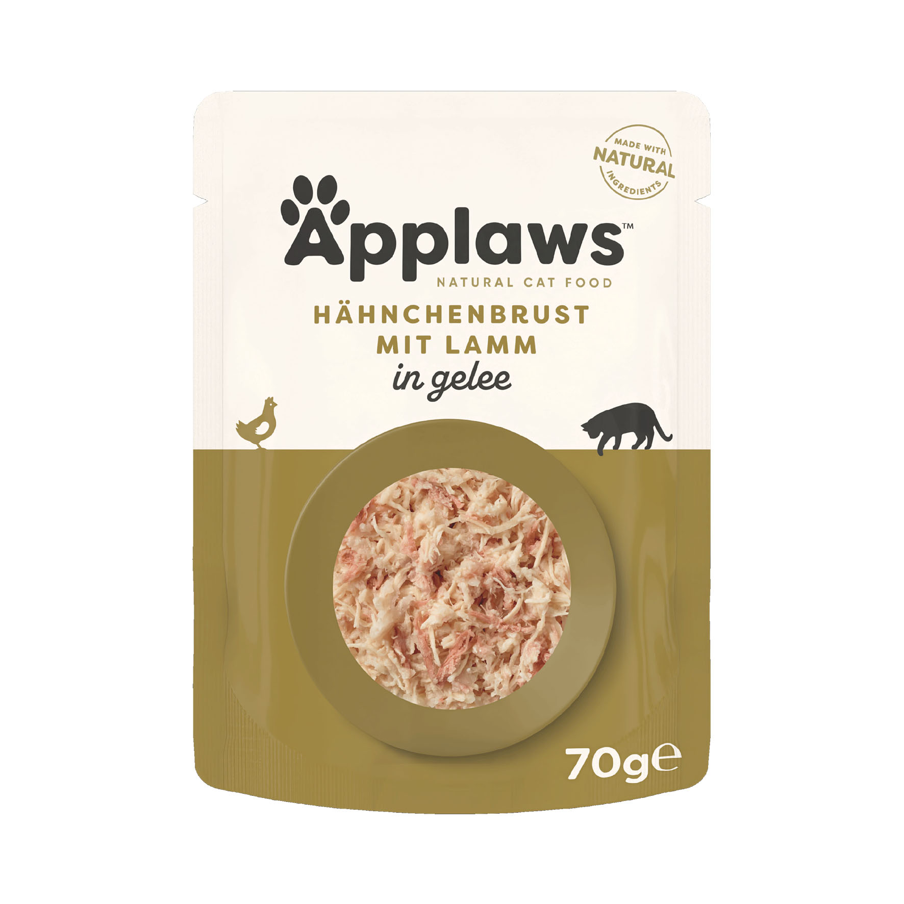 Applaws Katze Nassfutter in Gelee, Pouch, Hähnchenbrust & Lamm 70g