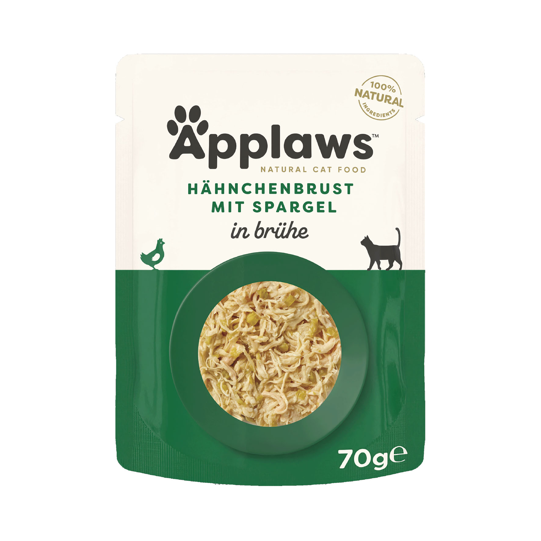 Applaws Katze Nassfutter in Brühe, Pouch, Hähnchenbrust & Spargel 70g