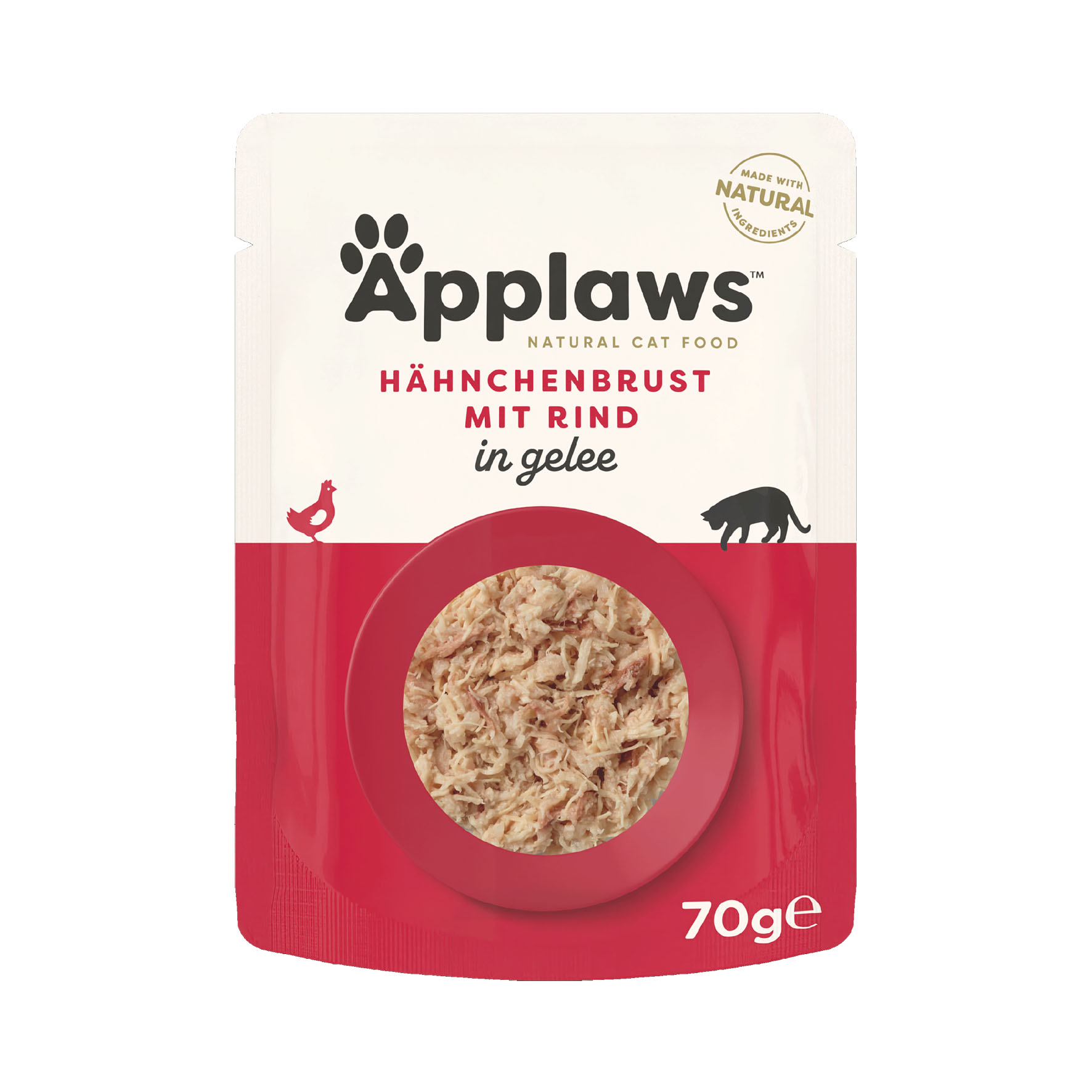 Applaws Katze Nassfutter in Gelee, Pouch, Hähnchenbrust & Rind 70g