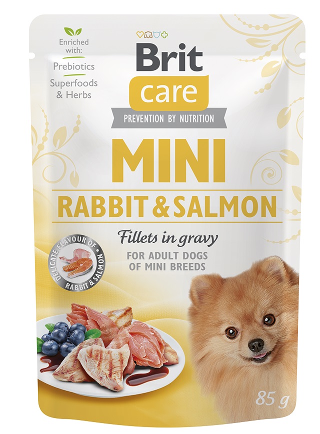 Brit Care Dog Adult Mini Kaninchen & Lachs Fillets in gravy, 85g